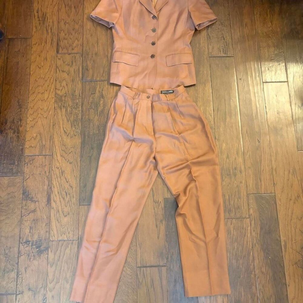 Women's Orange and Tan Suit